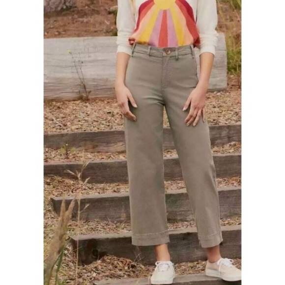 Marine Layer 10 Bridget Crop Wide Leg Pant Green 0111 Dusty Olive woman trouser - Picture 1 of 10